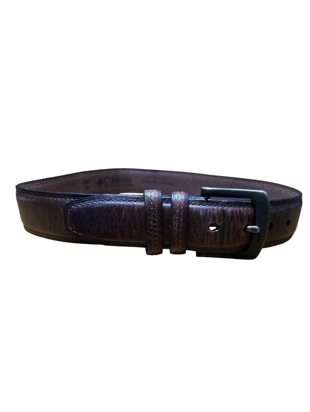 Columbia Sportswear Double Loop Leather Belt 34W Distressed Brown Casual Work